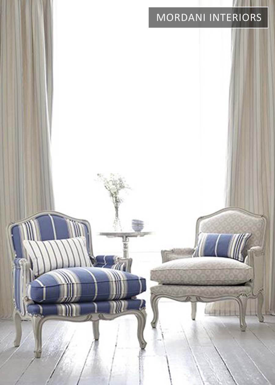 Vintage Blue Stripes Printed Upholstery